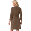 image:imagePrinStory Womens Robe Knee Length Soft Knit Bathrobe S2XL  VNeck 34 Sleeve Robes with Pockets Lightweight Breathable Bath Robe for Shower Spa Travel Home Party NursingBrown