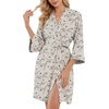 image:imagePrinStory Womens Robe Knee Length Soft Knit Bathrobe S2XL  VNeck 34 Sleeve Robes with Pockets Lightweight Breathable Bath Robe for Shower Spa Travel Home Party NursingFpapricot Periwinkle