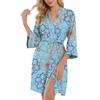 image:imagePrinStory Womens Robe Knee Length Soft Knit Bathrobe S2XL  VNeck 34 Sleeve Robes with Pockets Lightweight Breathable Bath Robe for Shower Spa Travel Home Party NursingFpblue Mandala Print