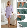 image:imagePrinStory Womens Robe Knee Length Soft Knit Bathrobe S2XL  VNeck 34 Sleeve Robes with Pockets Lightweight Breathable Bath Robe for Shower Spa Travel Home Party NursingLight Purple