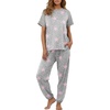image:imagePrinStory Womens Pajama Sets Raglan Short Sleeve Pjs 2 Piece Lounge Set  Soft Pj Sets with Pockets Lightweight SleepwearCrew Neck Loungewear with Binding Elastic Ankle Cuffs Pj PantsFppink Star