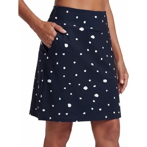 image:imagePrinStory 19 Tennis Skirt for Women Athletic Skort with Zipper Pockets  Workout Skort Builtin Shorts High Waisted Split Hem Knee Lentgh Golf Pickleball SportsPd Navy White Spots