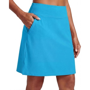 image:imagePrinStory 19 Tennis Skirt for Women Athletic Skort with Zipper Pockets  Workout Skort Builtin Shorts High Waisted Split Hem Knee Lentgh Golf Pickleball SportsBlue