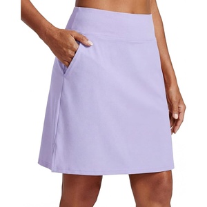 image:imagePrinStory 19 Tennis Skirt for Women Athletic Skort with Zipper Pockets  Workout Skort Builtin Shorts High Waisted Split Hem Knee Lentgh Golf Pickleball SportsPurple