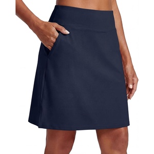 image:imagePrinStory 19 Tennis Skirt for Women Athletic Skort with Zipper Pockets  Workout Skort Builtin Shorts High Waisted Split Hem Knee Lentgh Golf Pickleball SportsNavy Blue