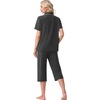 image:imagePrinStory Capri Pajamas for Womens Button Down Pjs  Short Sleeve Comfy Lounge Set 2 Piece Pj Sets with Pockets Soft Womens SleepwearDark Gray