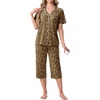 image:imagePrinStory Capri Pajamas for Womens Button Down Pjs  Short Sleeve Comfy Lounge Set 2 Piece Pj Sets with Pockets Soft Womens SleepwearFpapricot Ld Print