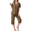 image:imagePrinStory Capri Pajamas for Womens Button Down Pjs  Short Sleeve Comfy Lounge Set 2 Piece Pj Sets with Pockets Soft Womens SleepwearFpapricot Ld Print