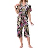 image:imagePrinStory Capri Pajamas for Womens Button Down Pjs  Short Sleeve Comfy Lounge Set 2 Piece Pj Sets with Pockets Soft Womens SleepwearFpbig Leaf Pink