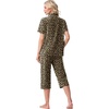 image:imagePrinStory Capri Pajamas for Womens Button Down Pjs  Short Sleeve Comfy Lounge Set 2 Piece Pj Sets with Pockets Soft Womens SleepwearFpld Khaki