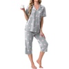 image:imagePrinStory Capri Pajamas for Womens Button Down Pjs  Short Sleeve Comfy Lounge Set 2 Piece Pj Sets with Pockets Soft Womens SleepwearFppink Star