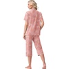 image:imagePrinStory Capri Pajamas for Womens Button Down Pjs  Short Sleeve Comfy Lounge Set 2 Piece Pj Sets with Pockets Soft Womens SleepwearFppink Sunflower