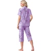 image:imagePrinStory Capri Pajamas for Womens Button Down Pjs  Short Sleeve Comfy Lounge Set 2 Piece Pj Sets with Pockets Soft Womens SleepwearFppurple Color Heart