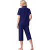 image:imagePrinStory Capri Pajamas for Womens Button Down Pjs  Short Sleeve Comfy Lounge Set 2 Piece Pj Sets with Pockets Soft Womens SleepwearNavy Blue