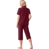 image:imagePrinStory Capri Pajamas for Womens Button Down Pjs  Short Sleeve Comfy Lounge Set 2 Piece Pj Sets with Pockets Soft Womens SleepwearWine Red