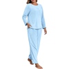 image:imagePrinStory Flannel Pajamas for Women Set Winter Fleece Pjs Sets S2XL  Fluffy Pajama Set with Pockets Warm Flannel Fabric 2 Piece Lounge Sets Soft SleepwearBlue