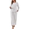 image:imagePrinStory Flannel Pajamas for Women Set Winter Fleece Pjs Sets S2XL  Fluffy Pajama Set with Pockets Warm Flannel Fabric 2 Piece Lounge Sets Soft SleepwearLight Gray