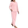 image:imagePrinStory Flannel Pajamas for Women Set Winter Fleece Pjs Sets S2XL  Fluffy Pajama Set with Pockets Warm Flannel Fabric 2 Piece Lounge Sets Soft SleepwearLight Pink