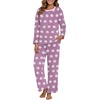 image:imagePrinStory Flannel Pajamas for Women Set Winter Fleece Pjs Sets S2XL  Fluffy Pajama Set with Pockets Warm Flannel Fabric 2 Piece Lounge Sets Soft SleepwearFppurple White Flower