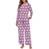image:imagePrinStory Flannel Pajamas for Women Set Winter Fleece Pjs Sets S2XL  Fluffy Pajama Set with Pockets Warm Flannel Fabric 2 Piece Lounge Sets Soft SleepwearFppurple White Flower
