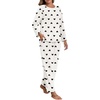 image:imagePrinStory Flannel Pajamas for Women Set Winter Fleece Pjs Sets S2XL  Fluffy Pajama Set with Pockets Warm Flannel Fabric 2 Piece Lounge Sets Soft SleepwearFpwhite Black Heart