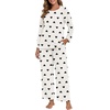image:imagePrinStory Flannel Pajamas for Women Set Winter Fleece Pjs Sets S2XL  Fluffy Pajama Set with Pockets Warm Flannel Fabric 2 Piece Lounge Sets Soft SleepwearFpwhite Black Heart