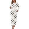 image:imagePrinStory Flannel Pajamas for Women Set Winter Fleece Pjs Sets S2XL  Fluffy Pajama Set with Pockets Warm Flannel Fabric 2 Piece Lounge Sets Soft SleepwearFpwhite Black Heart