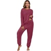 image:imagePrinStory Flannel Pajamas for Women Winter Pajama Set S2XL  2 Piece Pjs Sets with Pockets Warm Soft Fluffy Lounge Set Pj Set for Home Sleep Daliy Party Travel VacationWine Red