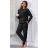 image:imagePrinStory Flannel Pajamas for Women Winter Pajama Set S2XL  2 Piece Pjs Sets with Pockets Warm Soft Fluffy Lounge Set Pj Set for Home Sleep Daliy Party Travel VacationBlack