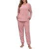image:imagePrinStory Flannel Pajamas for Women Winter Pajama Set S2XL  2 Piece Pjs Sets with Pockets Warm Soft Fluffy Lounge Set Pj Set for Home Sleep Daliy Party Travel VacationDusty Pink