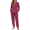 image:imagePrinStory Flannel Pajamas for Women Winter Pajama Set S2XL  2 Piece Pjs Sets with Pockets Warm Soft Fluffy Lounge Set Pj Set for Home Sleep Daliy Party Travel VacationWine Red