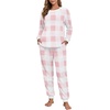 image:imagePrinStory Flannel Pajamas for Women Winter Pajama Set S2XL  2 Piece Pjs Sets with Pockets Warm Soft Fluffy Lounge Set Pj Set for Home Sleep Daliy Party Travel VacationFppink Big Plaid