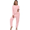 image:imagePrinStory Flannel Pajamas for Women Winter Pajama Set S2XL  2 Piece Pjs Sets with Pockets Warm Soft Fluffy Lounge Set Pj Set for Home Sleep Daliy Party Travel VacationLight Pink