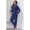 image:imagePrinStory Flannel Pajamas for Women Winter Pajama Set S2XL  2 Piece Pjs Sets with Pockets Warm Soft Fluffy Lounge Set Pj Set for Home Sleep Daliy Party Travel VacationNavy Blue
