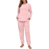 image:imagePrinStory Flannel Pajamas for Women Winter Pajama Set S2XL  2 Piece Pjs Sets with Pockets Warm Soft Fluffy Lounge Set Pj Set for Home Sleep Daliy Party Travel VacationLight Pink