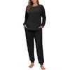 image:imagePrinStory Flannel Pajamas for Women Winter Pajama Set S2XL  2 Piece Pjs Sets with Pockets Warm Soft Fluffy Lounge Set Pj Set for Home Sleep Daliy Party Travel VacationBlack