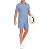 image:imagePrinStory Mens 2 Piece Polo Shirt and Shorts Set Waffle Suits S2XL  Summer Casual Outfits with Pockets Track Suits for Vacation Beach Travel StreetwearBlue