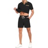 image:imagePrinStory Mens 2 Piece Polo Shirt and Shorts Set Waffle Suits S2XL  Summer Casual Outfits with Pockets Track Suits for Vacation Beach Travel StreetwearBlack