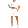 image:imagePrinStory Mens 2 Piece Polo Shirt and Shorts Set Waffle Suits S2XL  Summer Casual Outfits with Pockets Track Suits for Vacation Beach Travel StreetwearWhite