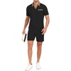 image:imagePrinStory Mens 2 Piece Polo Shirt and Shorts Set Waffle Suits S2XL  Summer Casual Outfits with Pockets Track Suits for Vacation Beach Travel StreetwearBlack