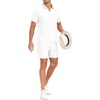 image:imagePrinStory Mens 2 Piece Polo Shirt and Shorts Set Waffle Suits S2XL  Summer Casual Outfits with Pockets Track Suits for Vacation Beach Travel StreetwearWhite
