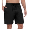 image:imagePrinStory Mens Pajama Shorts Soft Sleep Shorts Pj Bottoms with Pockets  Elastic Waist Drawstring LightweightBreathable and Stretchy Fabric Button FlyBlack