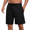 image:imagePrinStory Mens Pajama Shorts Soft Sleep Shorts Pj Bottoms with Pockets  Elastic Waist Drawstring LightweightBreathable and Stretchy Fabric Button FlyBlack
