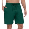 image:imagePrinStory Mens Pajama Shorts Soft Sleep Shorts Pj Bottoms with Pockets  Elastic Waist Drawstring LightweightBreathable and Stretchy Fabric Button FlyDark Green