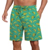 image:imagePrinStory Mens Pajama Shorts Soft Sleep Shorts Pj Bottoms with Pockets  Elastic Waist Drawstring LightweightBreathable and Stretchy Fabric Button FlyFpblue Green Banana