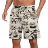 image:imagePrinStory Mens Pajama Shorts Soft Sleep Shorts Pj Bottoms with Pockets  Elastic Waist Drawstring LightweightBreathable and Stretchy Fabric Button FlyFpbeige Pirate Map