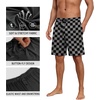 image:imagePrinStory Mens Pajama Shorts Soft Sleep Shorts Pj Bottoms with Pockets  Elastic Waist Drawstring LightweightBreathable and Stretchy Fabric Button FlyFpblack Grey Plaid