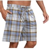 image:imagePrinStory Mens Pajama Shorts Soft Sleep Shorts Pj Bottoms with Pockets  Elastic Waist Drawstring LightweightBreathable and Stretchy Fabric Button FlyFpblue White Plaid