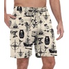 image:imagePrinStory Mens Pajama Shorts Soft Sleep Shorts Pj Bottoms with Pockets  Elastic Waist Drawstring LightweightBreathable and Stretchy Fabric Button FlyFpbeige Pirate Map