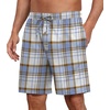 image:imagePrinStory Mens Pajama Shorts Soft Sleep Shorts Pj Bottoms with Pockets  Elastic Waist Drawstring LightweightBreathable and Stretchy Fabric Button FlyFpblue White Plaid